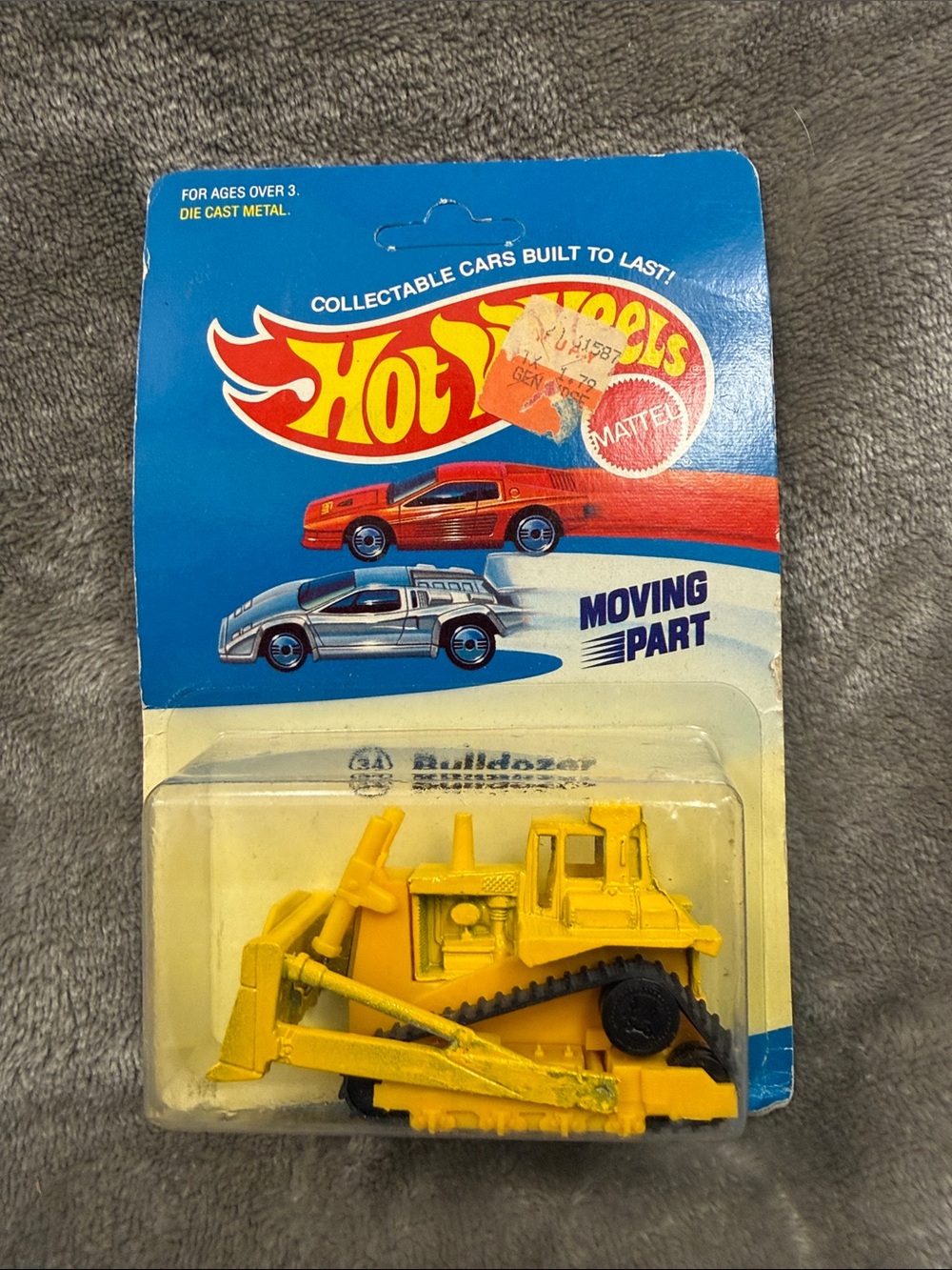 Hot Wheels RARE 1988 Bulldozer Moving Parts Experimental Unpunched Blue Card #34